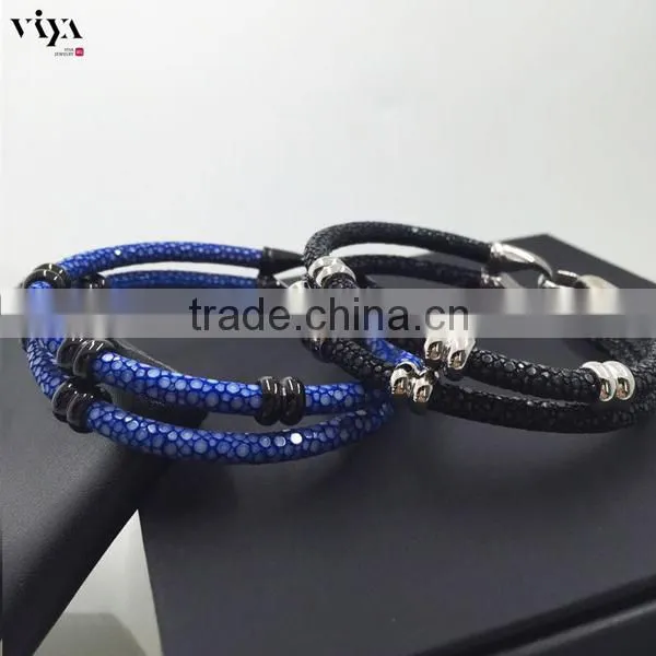 2016 New Trendy Most Popular Wholesale New Year's Gift Item Luxury Stingray Leather Bracelet For Men photo-4