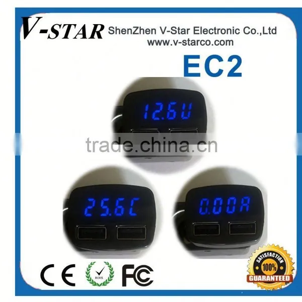 Wholesale Best Quality Portable Power Bank Car Charger With Temperature and Amper And Voltage Display