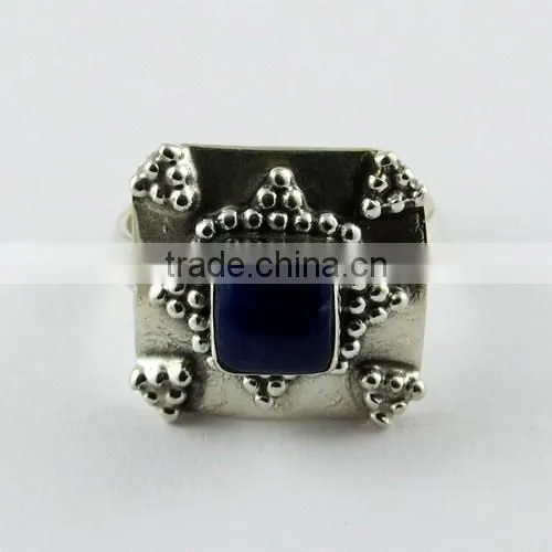 Fiesta Fun Lapis Ring, Gemstone Silver Jewellery, Silver Jewellery India photo-2