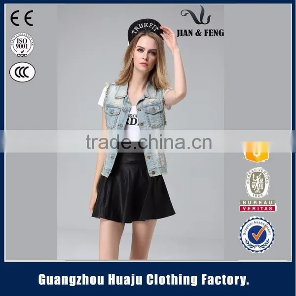 2016 Summer Cheap Womens Denim Vest With Hood for Sale photo-4