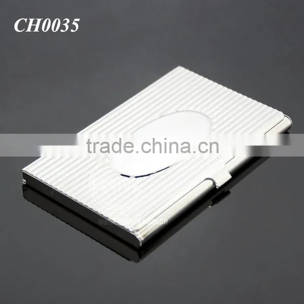 New Arrival High-Grade Name ID Card Box Organizer Lines Emboss Oval Metal Business Card Case Stainless Steel Card Holder photo-5