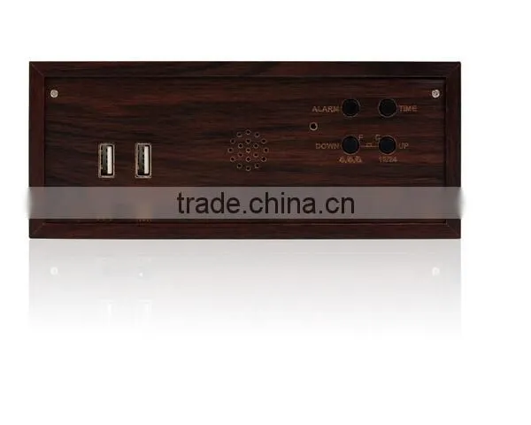 Wireless Charger+Clock+Alarm+Thermometer,New Style Wood Bluetooth Speaker photo-6