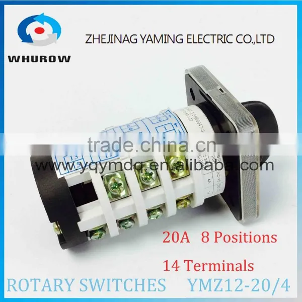 Rotary Switch YMZ12-20/4 Changeover Cam Combination Switch 4 Poles 8 Positions 14 Terminals 20A Ui 690V Sliver Point Contacts photo-2