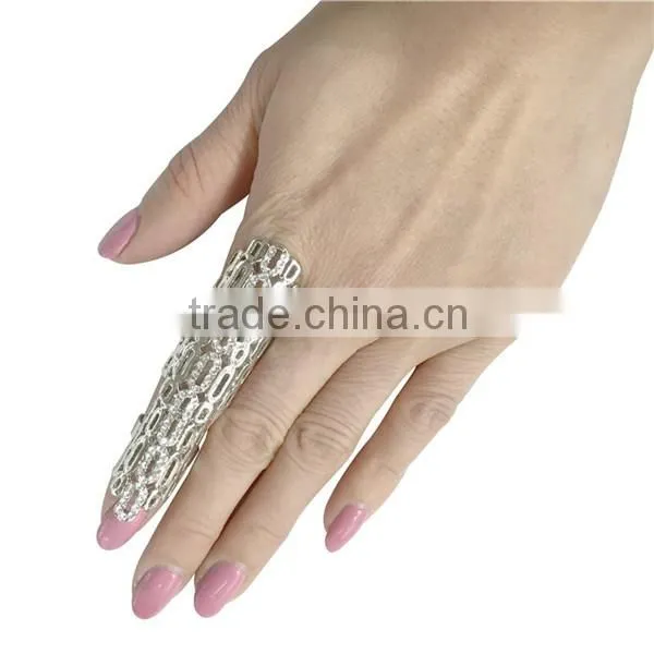 New Fashion Multiple Finger Stack Knuckle Band Crystal Set Hollow Out Knuckle Ring photo-3