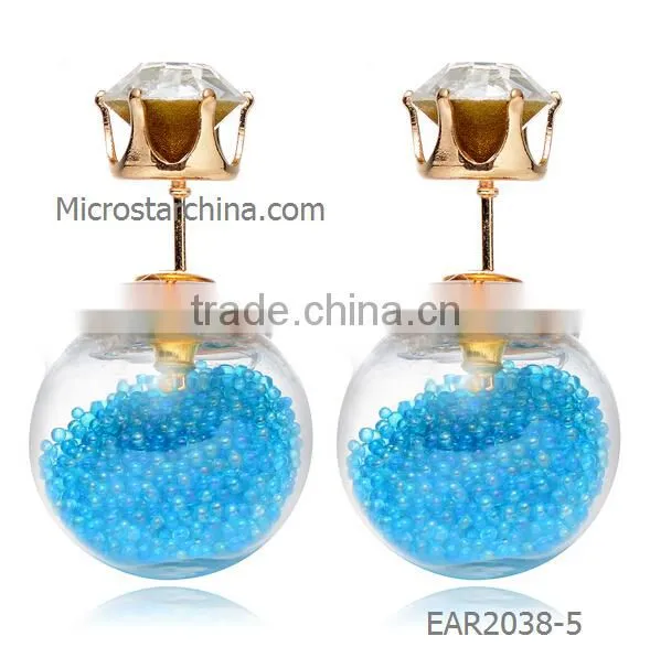 IN STOCK Korean Style Popular Double Glass Ball Stud Candy Color Pearl Earrings photo-6