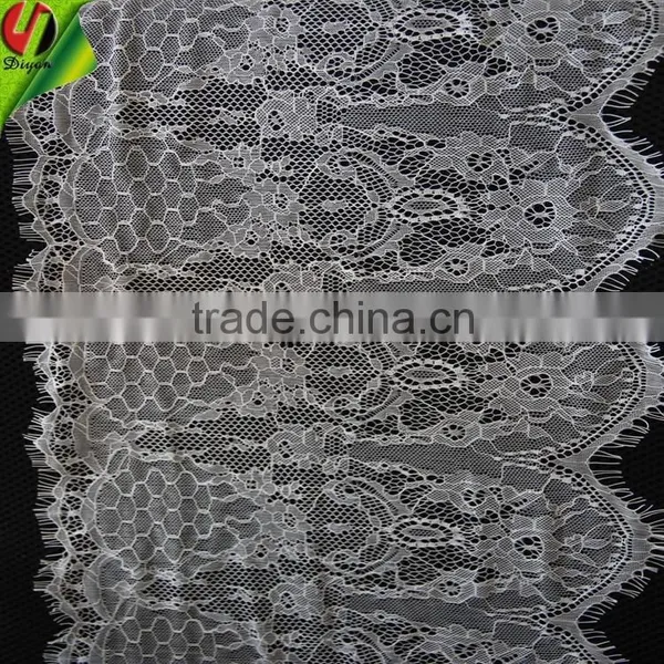 2015 New Design Fabric Nylon White Eyelash Lace photo-3