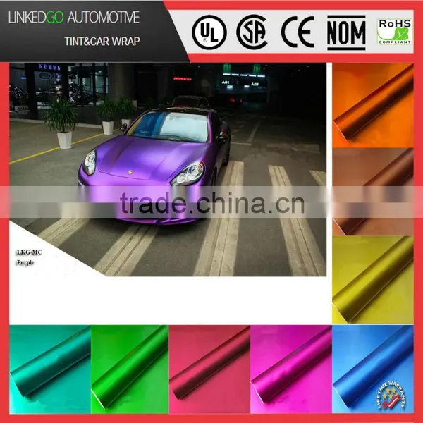 Most Popular 1.52*20m Waterproof Matte Chrome Vinyl With Air Bubble Channel Car Body Sticker