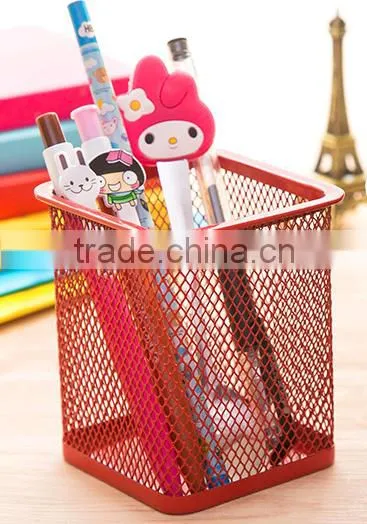 Icegreen Multifunctional Black Metal Square Mesh Design Home Office Pen Holder Case photo-6