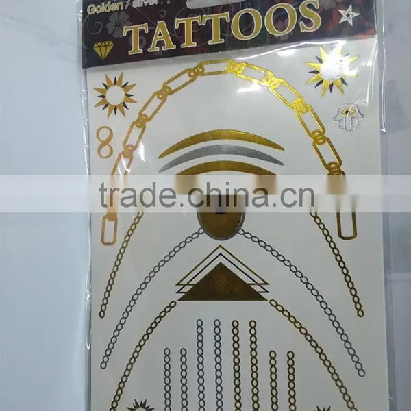Sexy Lip Flash Design Gold Metal Temporary Body Tattoo Sticker for Hands photo-3