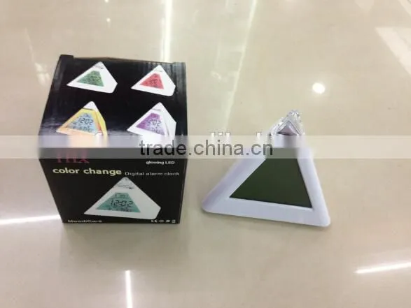 Top Sale Triangle Color Changing Digital Alarm Clock/desk Clock/calendar Clock photo-5