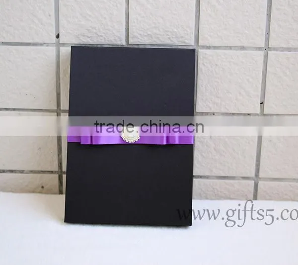 Elegant Custom Black Wedding Invitation Box With Ribbon photo-2