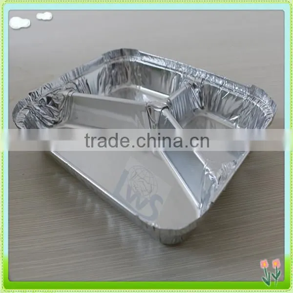 Disposable 3 Compartments Aluminum Foil Food Tray With Lid photo-2