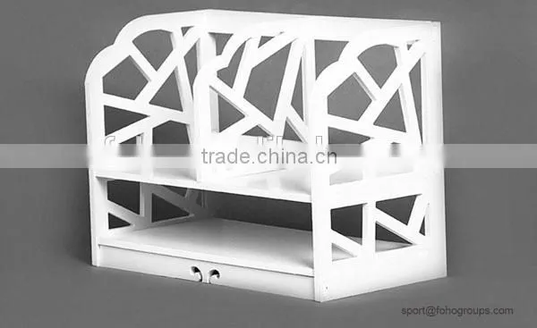 New Design Home Storage and Organizer Wood Carved Bookcase (FH-BL0730) photo-4