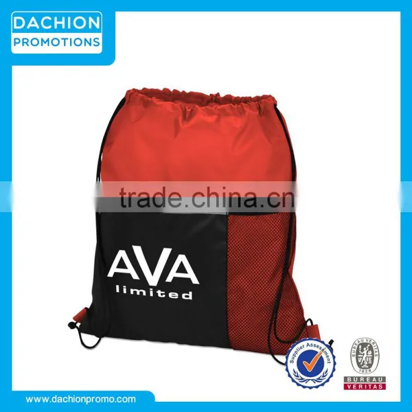 Customized Drawstring Backpack Bag With Mesh Pocket photo-4