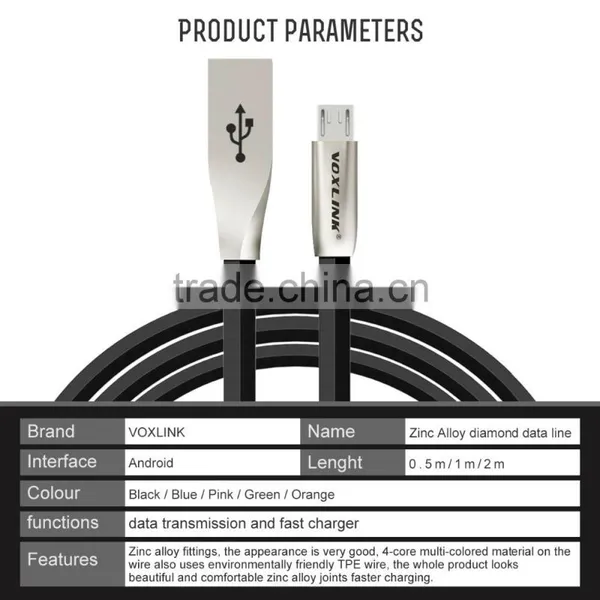 Voxlink High Quality 3D Zinc Alloy Fast Charging Data Sync Micro USB Cable for IPhone 6 6s Plus 5s 5 IPad Mini/Samsung/HTC photo-6