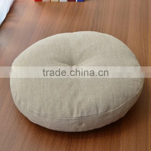 Wholesale Living Room Home Office Bed Furniture Soft Linen Round Linen Seat Sofa Pouffe Cushion photo-4