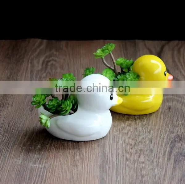 Cute Mini Duck Ceramic Pot Home Desktop Decoration Bonsai Flower Pots photo-2