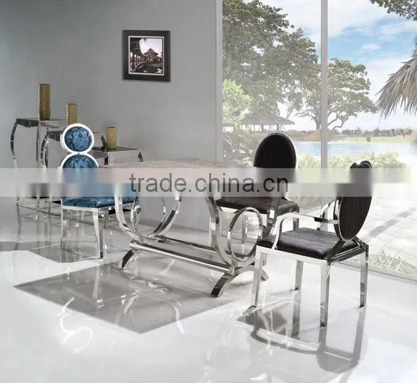 Long Size Marble Top Stainless Steel Dining Table TH281 photo-2