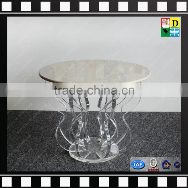 Clear Acrylic Leg Marble Center Table Customzied PMMA Coffee Side Table for Wholesale From China Manufacturer photo-2