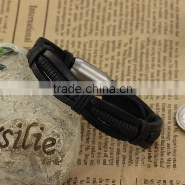 2017 New Stainless Steel Jewelry Leather Braided Bracelet for Men photo-2