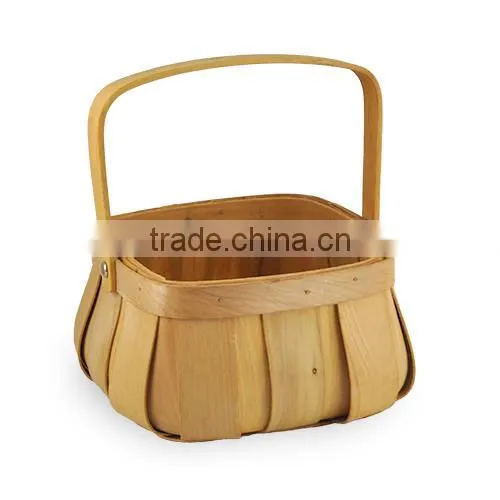 Linyi Manufacturer Supply Handmade Cheap Wooden Fruit Basket With Handle photo-3