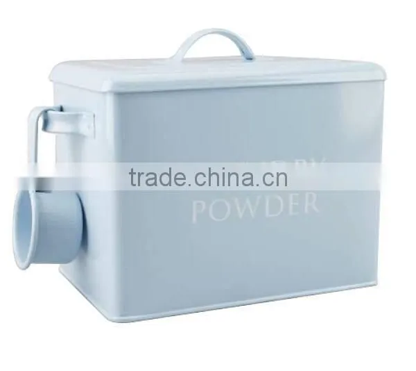 Laundry Powder Storage Box Washing Tablet Retro Metal Container Tin With Scoop photo-4
