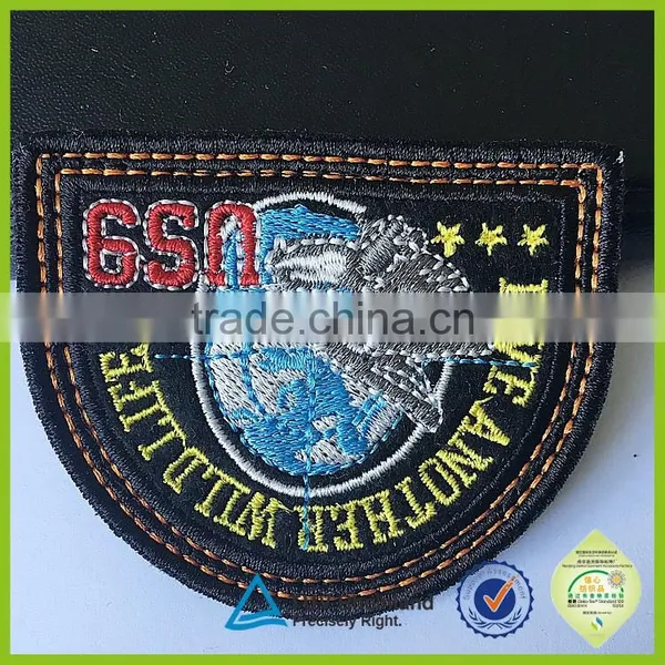 Computer Machine made self adhesive fabric embroidery custom patches