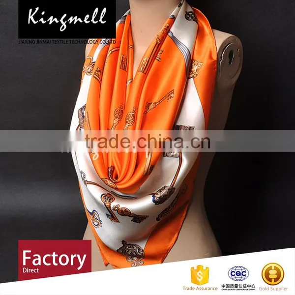 Custom Chinese Supplier' Digital Printing Silk Satin Lady Scarf Square Scarf photo-2