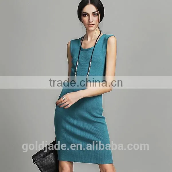 Hot Sale Knitting Fancy Dress for Women Ladies Sleeveless Casual Dress Spring Summer 2016 photo-2