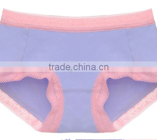 Lady Lace Edged Cotton Underwear Candy Color Fashion Design Woman Panty photo-2