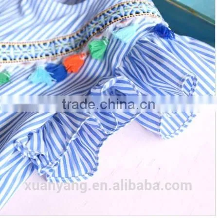 Fashionable Wholesale Girls Clothing Stripe Tassles Designer One Piece Mother Daughter Matching Western Style Dress photo-3