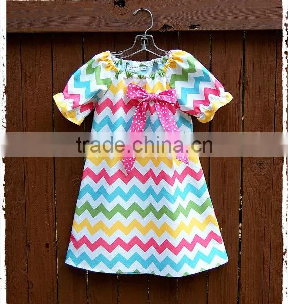 Christmas Clothes Baby Girl Frock Red And White Chevron Dress photo-5