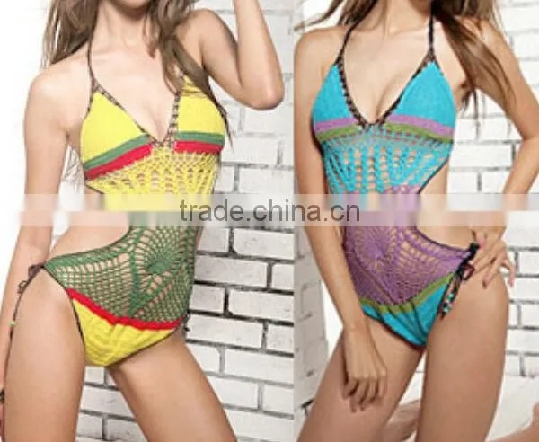 Sexy Hot One Piece Swimsuit Push Up Bikini Hollow Crochet Knitting Bikini photo-3