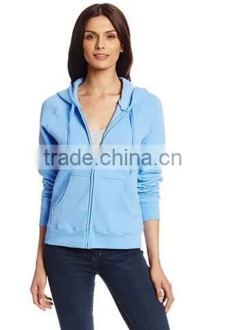 New Design Women's Ribbed-knit Cuffs and Hem Fleece Sweatshirts Zipper With Hood photo-3