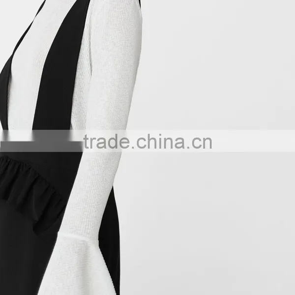 2018 Spring Pinafore Dress With Ruffle Black Suspender Skirt for Women photo-4