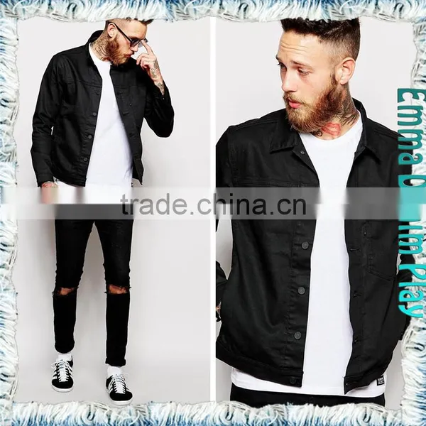 2015 Fashion Slim Thin Cotton Black Denim New Male Jackets photo-4