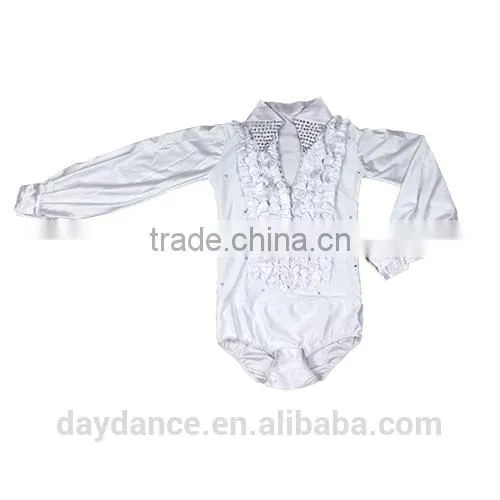 Boys Rhinstone Collar Stage Competition Clothes Kids Long Sleeve Latin Cha-Cha Dance Shirts Leotard photo-4