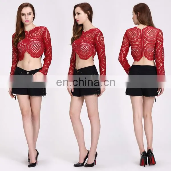 2016 Summer Latest Top Designs For Women Sexy Lace Crop Top photo-2