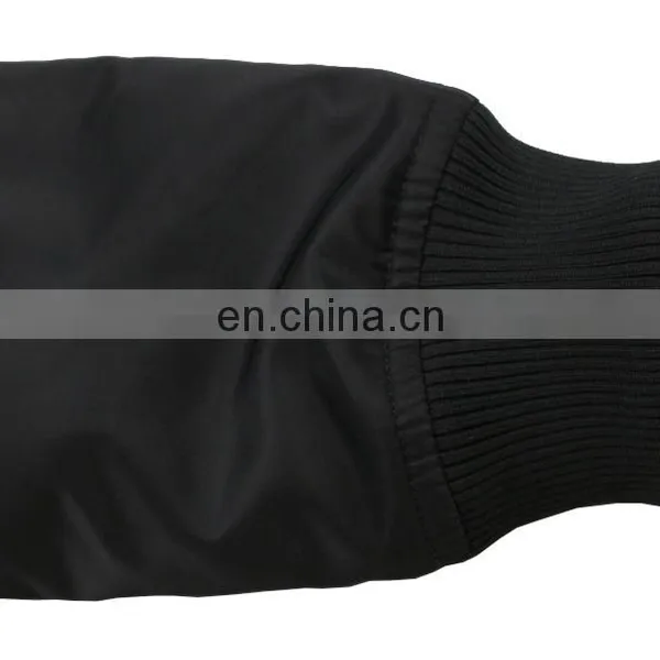 Custom Nylon Plain Black Flight Bomber Jacket Mens With Patches photo-6