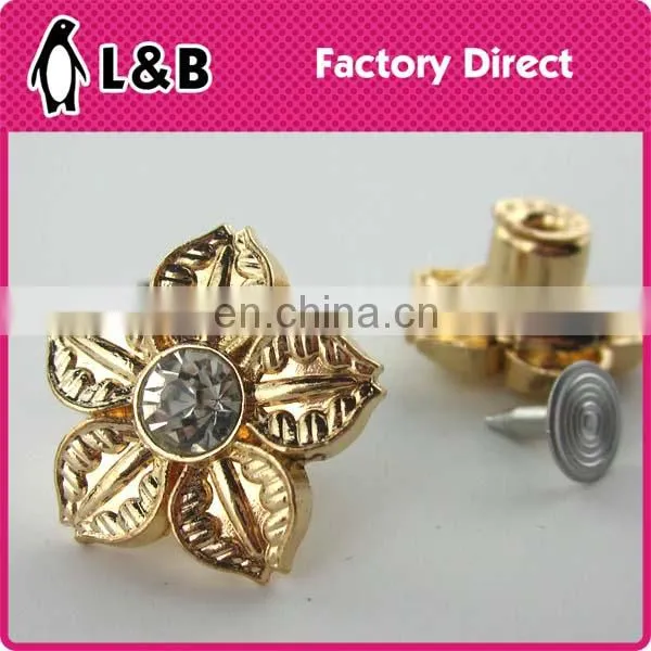 Latest Design Custom Made Jeans Button Alloy Material Gold Jeans Button With Stone photo-3