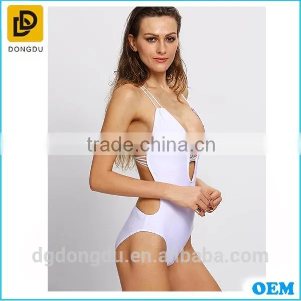 New Fashion Women Casual Low -neck Design Print One-Piece Swimwear photo-3