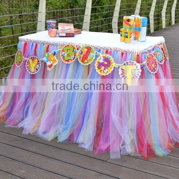 Hot Sale New Customized Tutu Tableware Tulle Table Skirt Party Wedding Decorations Gift SD103 photo-5