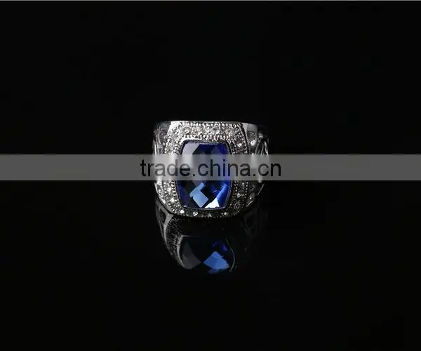 Trendy Silver Plated Blue Sapphire Mens Ring Quality Choice photo-2
