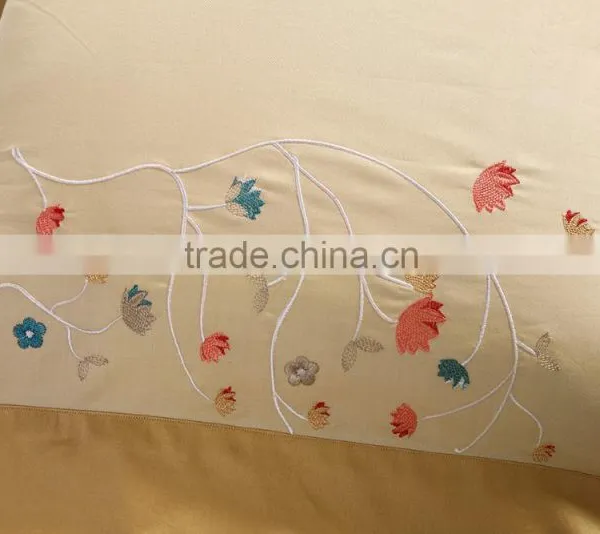 Classic Golden 100% Cotton Hotel Bedlinen Flower Embroidery Bed Sheet Set 500TC Wholesale Bedding Set photo-6