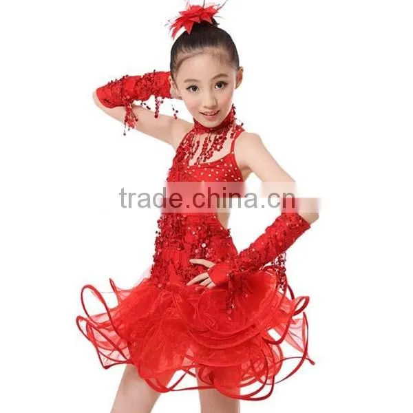 Professional Latin Dance Costume for Girls for Performance Tasseled Latin Salsa Dancewear Girls Party Dance Costume Dress photo-2
