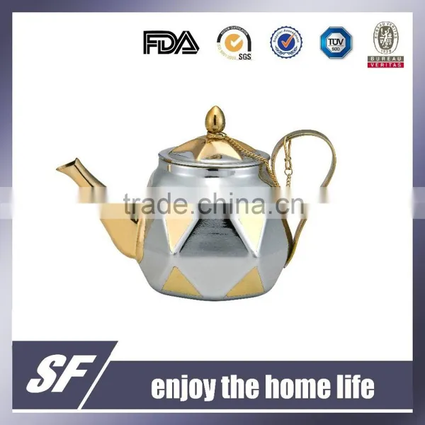 Set Of Side Handle Chromium Plating and Gold Plating Stainless Steel Tea Kettle/Tea Pot(SF-7783 SSG)
