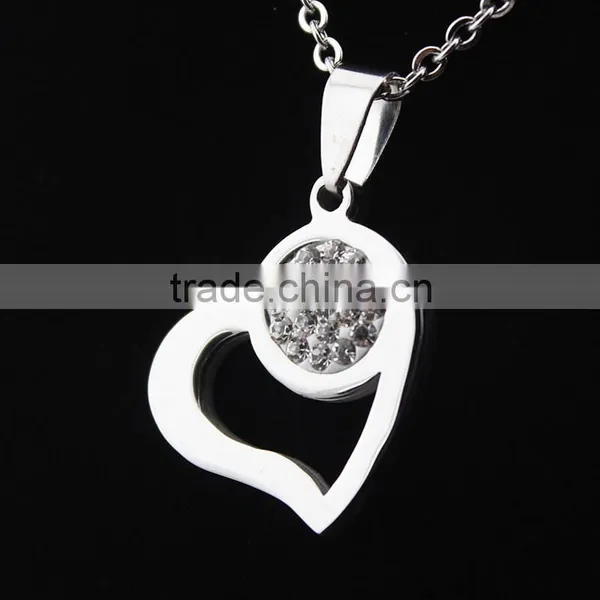 Titanium Heart Pendant Necklace Jewelry Diamond Cut Heart-shaped Clavicle Chains Wholesale photo-5