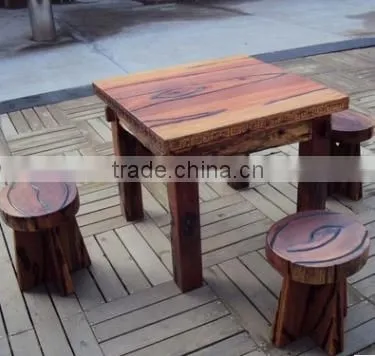 Antique Outdoor Wood Furniture Solid Wood Table and Chair