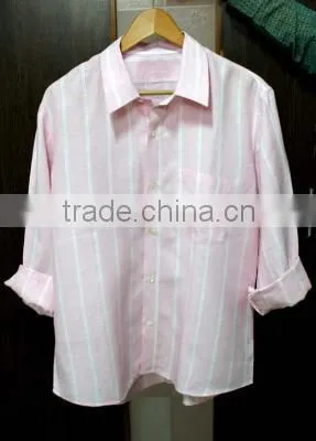 Pink Mother of Pearl Button Classic Pure Linen Shirt