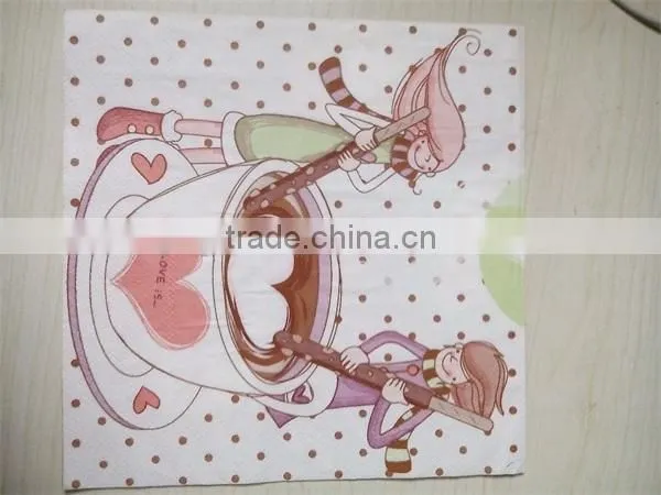 Cocktail Party Products Cheap Colorful Virgin Pulp Printing 1/4 Fold Serviettes Paper Napkin photo-2